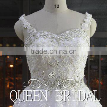 Ball Gown Spaghetti Strap Beaded Wedding Dress For Fat Woman photo-5