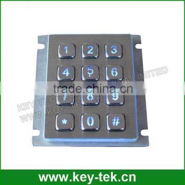 12 Keys Waterproof Numeric Keypad With Rear Panel Mounting