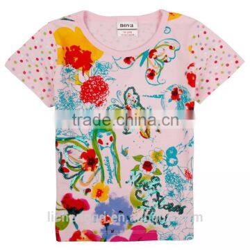 (K3750) 2 colors girls t shirts Nova kids wear stock available children clothes on promotion kids tshirts