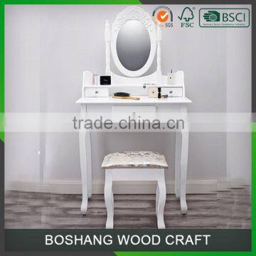 Fashion Wooden Dressing Table with Mirror and Stool