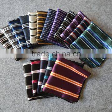 Black Satin Stripe Pocket Square