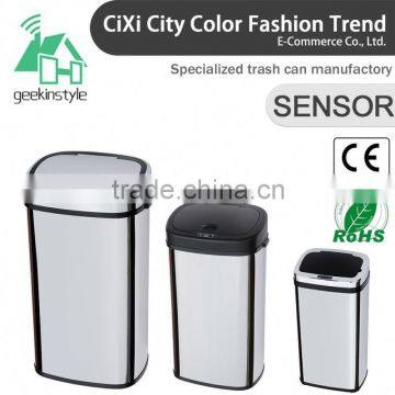 8 10 13 Gallon Infrared Touchless Dustbin Stainless Steel Waste Bin Plastic White Dustbin Bags SD-007