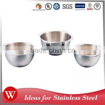 High quality 3pcs Non-skid mirror stainless steel salad bowl