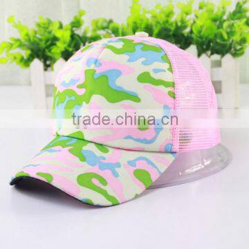 Promotional pink mesh screen print leopard print trucker hats,camouflage trucker hats