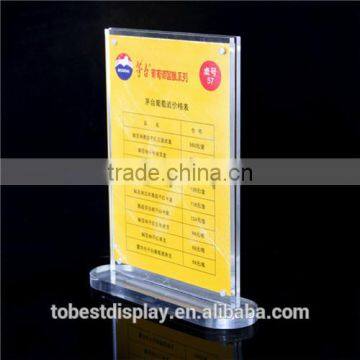 Shenzhen factory T shaped wholesale custom acrylic price tag holder/a4 acrylic sign holder with magnet