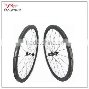 Drop Shipping Chinese carbon wheels 38mm x 23mm tubular, Far sports carbon fiber wheelset with DT 350s HUB