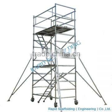 Moving aluminum scaffolding tower