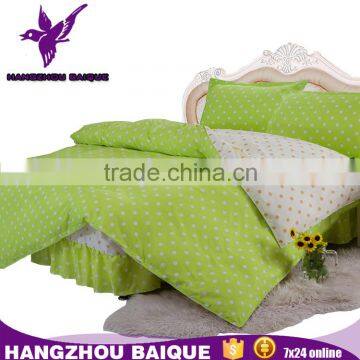 Manufacturer in China Green and White Dots Design Bedskirt Queen