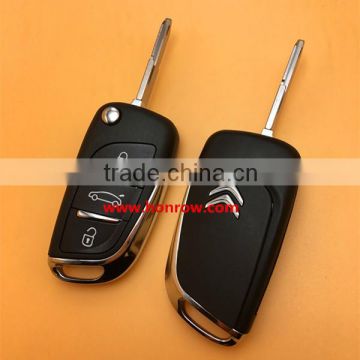 Original Citroen 3 button modified flip remote key blank key shell with NE73 206 Blade and battery place used for New DS remote