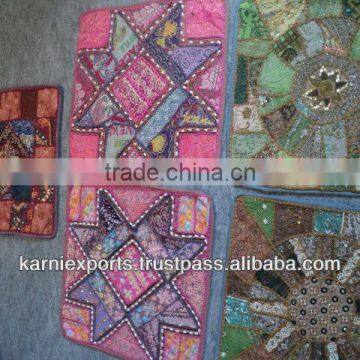 jaipur VINTAGE CUSHION COVERS COTTON handmade handembroidered beaded rajasthani womens arts barmer bikaner jodhpur cushion cove