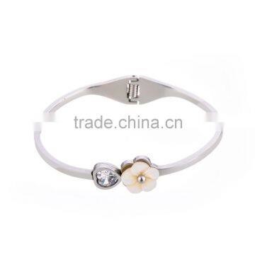 Simple design heart zircon stainless steel bangle