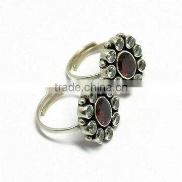 Make A Wish !! Red CZ_White CZ 925 Sterling Silver Toe Ring, Sterling Silver Jewelry, Handmade Toe Rings photo-5