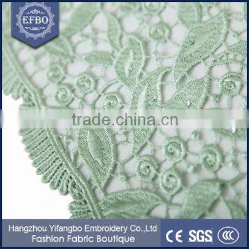 2016 Nigerian Style Dress Bridal Lace Mint Green Flower Texture Stones Lace 100 Polyester African Guipure Lace photo-3