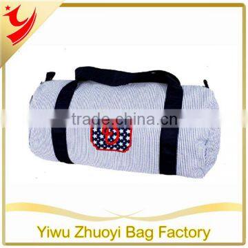 Medium Navy Seersucker Duffle Bags For Children