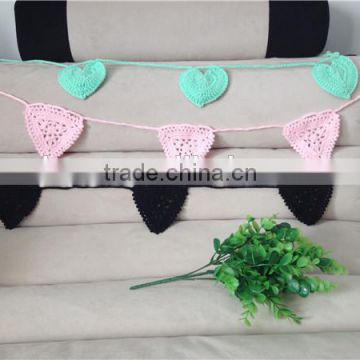 hand made colorful triangle crochet halloween banner