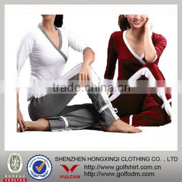 Long sleeve contrast V collar gym wear