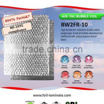 High tensile fire retardant bubble aluminium foil