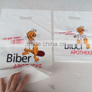 Plastic LDPE Shopping Die Cut Polybag With Bottom Gusset