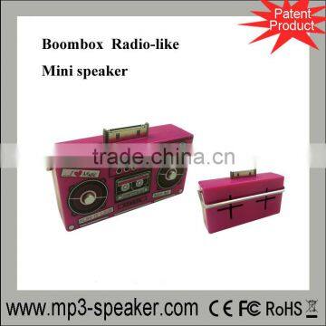 Patent product!Portable mini gift boombox for iphone dock speaker