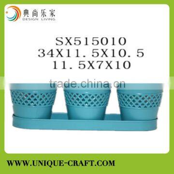 Green Metal Bucket Three Buckets a Set Garden Decorations