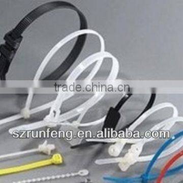 Different types of plastic nylon cable ties