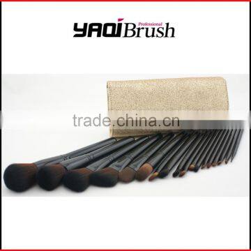 Golden makeup bag wholesale 18 piece brush set