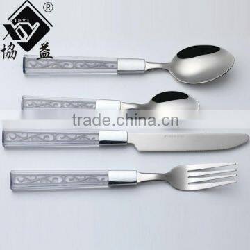 Hot-sale Stainless Steel PS Plastic Handle Melamine Tableware With Transparant Handle photo-4