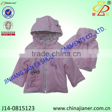 new arrival velour fabric with padding kid winter jacket with hoodie