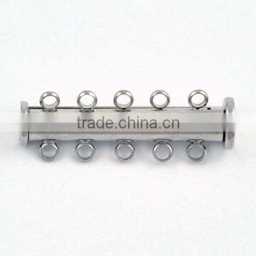 wholesale brass 5 strand magnetic connectors tube slide lock clasps