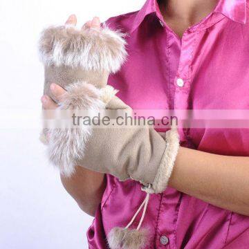 Fashion Knitted Wool Blend Rabbit Fur Gloves