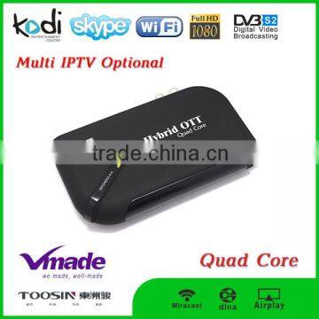 Android tv box amlogic s805 quad core hybrid ott android dvb-s2 receiver