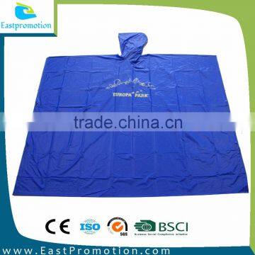 Logo Printed Advertising Adult Emergency Disposable Hooded Rain Poncho