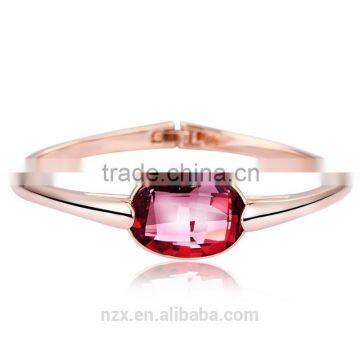 OUXI Fashion Silver Plated Crystal Cut Glass Bangles 50025