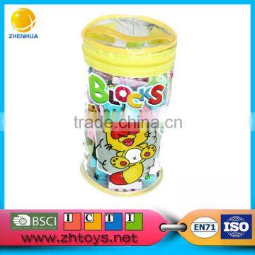 High quality lovely colorful blocks in plastic barrel 80pcs