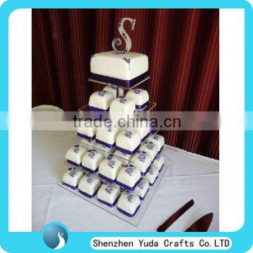 Square clear acrylic wedding cake stands, wedding cake toppers, 5 tiers acrylic crystal cake stand