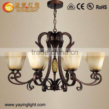 Luxury antique chandelier,American style glass lamp iron chandelier for dining room