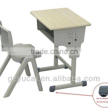 Adjustable and comfortable wood school desk and chair