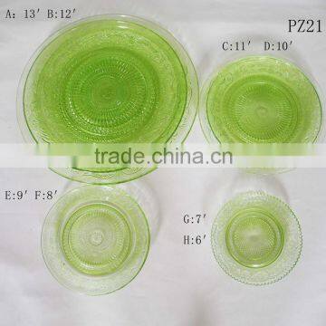 Different size food glass dish set colored