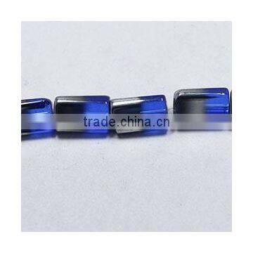 Cute Silver-plated Glass Cobalt Blue 15x10mm Triangle Tube photo-2