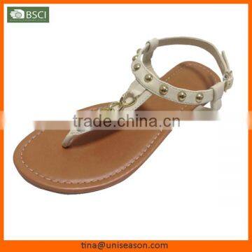 New design metal decorative flipflop sandals