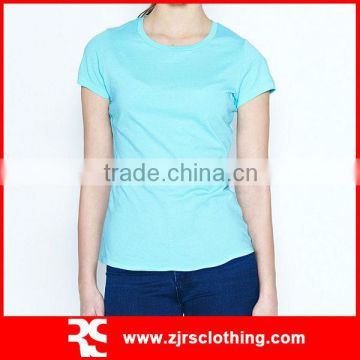 Womens Promotional Plain 100% Cotton T-shirt Round Neck T-shirt Pre-wash T-shirt