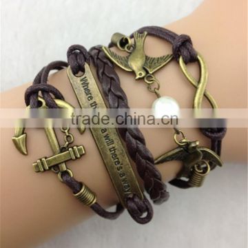 MYLOVE Fashion Jewelry Leather Bracelet with Braided rope Unisex for Men Women ML10082