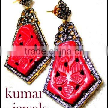 Red Carved Earring