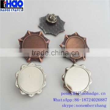 hot selling bronze and silver round blank metal badge lapel pin