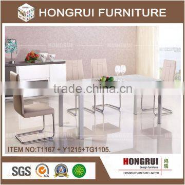 2016 New height tempered glass table top adjustable dining room table