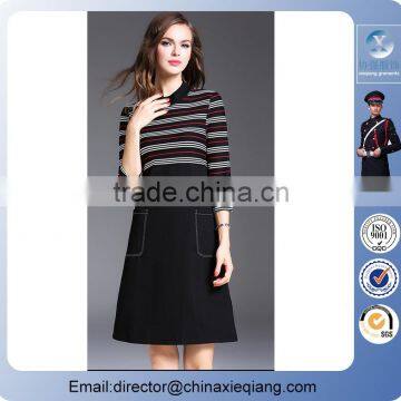 2016 Fashion Ladies Designer Elegant Stripes Dress