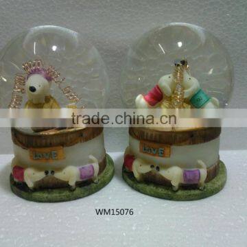 Funny Painted Resin Lighted Musical Snow Globe