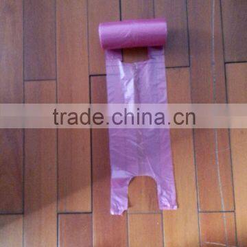 pink vest,T-shirt plastic household, grocery bags on roll HDPE customed