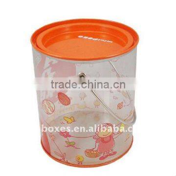 Round environmental candy PVC tin bucket