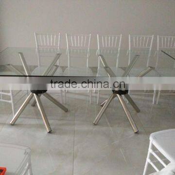 Tempered glass square modern dinning table